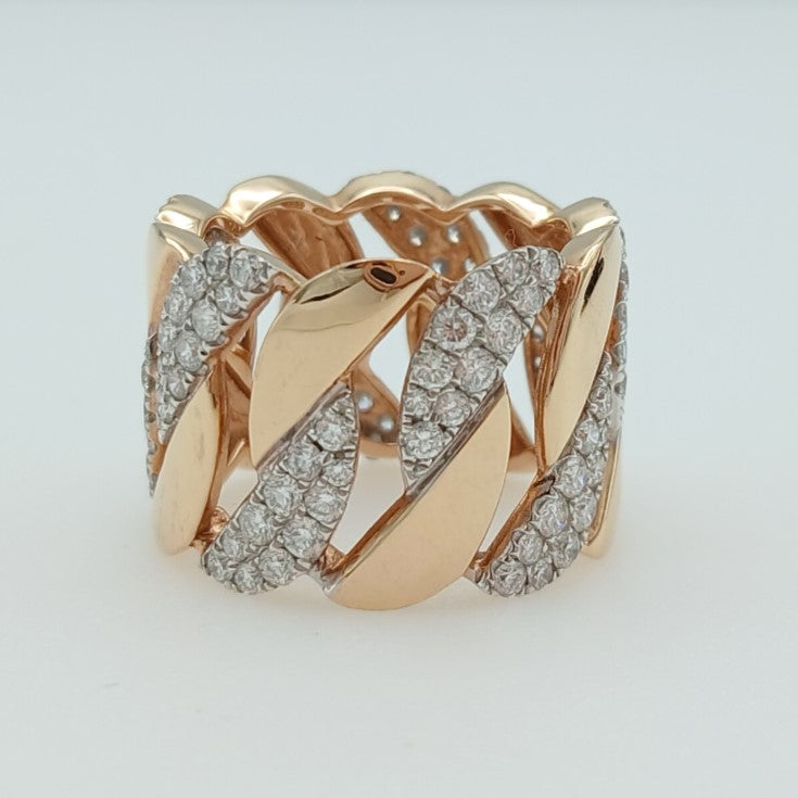 173-322 | 18kw/rg Wide Half Diamond Moon Ring