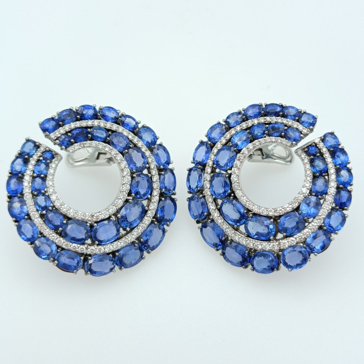 173-324 | 18kw Sapphire and Diamond Circle Wrap Earrings