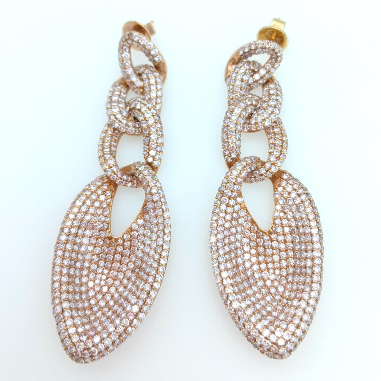 42-21 | 18kr Pink Diamond 12.18ct Link and Drop Earrings