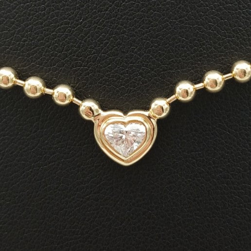 365-35 | 18kYG Double Bezel Diamond Heart on a 16" Chain