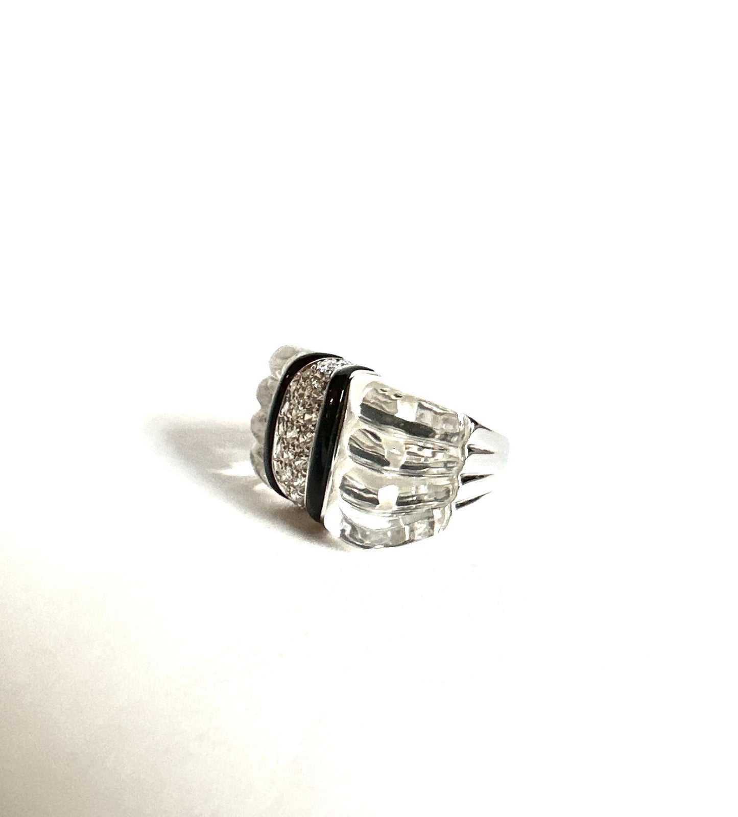 268-282 IAEX | Rectangle Crystal Diamond Black Enamel Ring