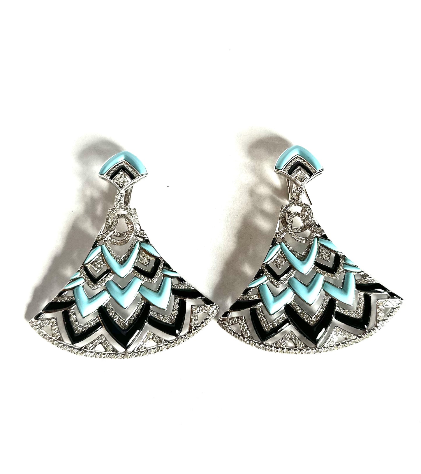 268-285 BMEX | Turquoise Onyx & Diamond Triangle Earring