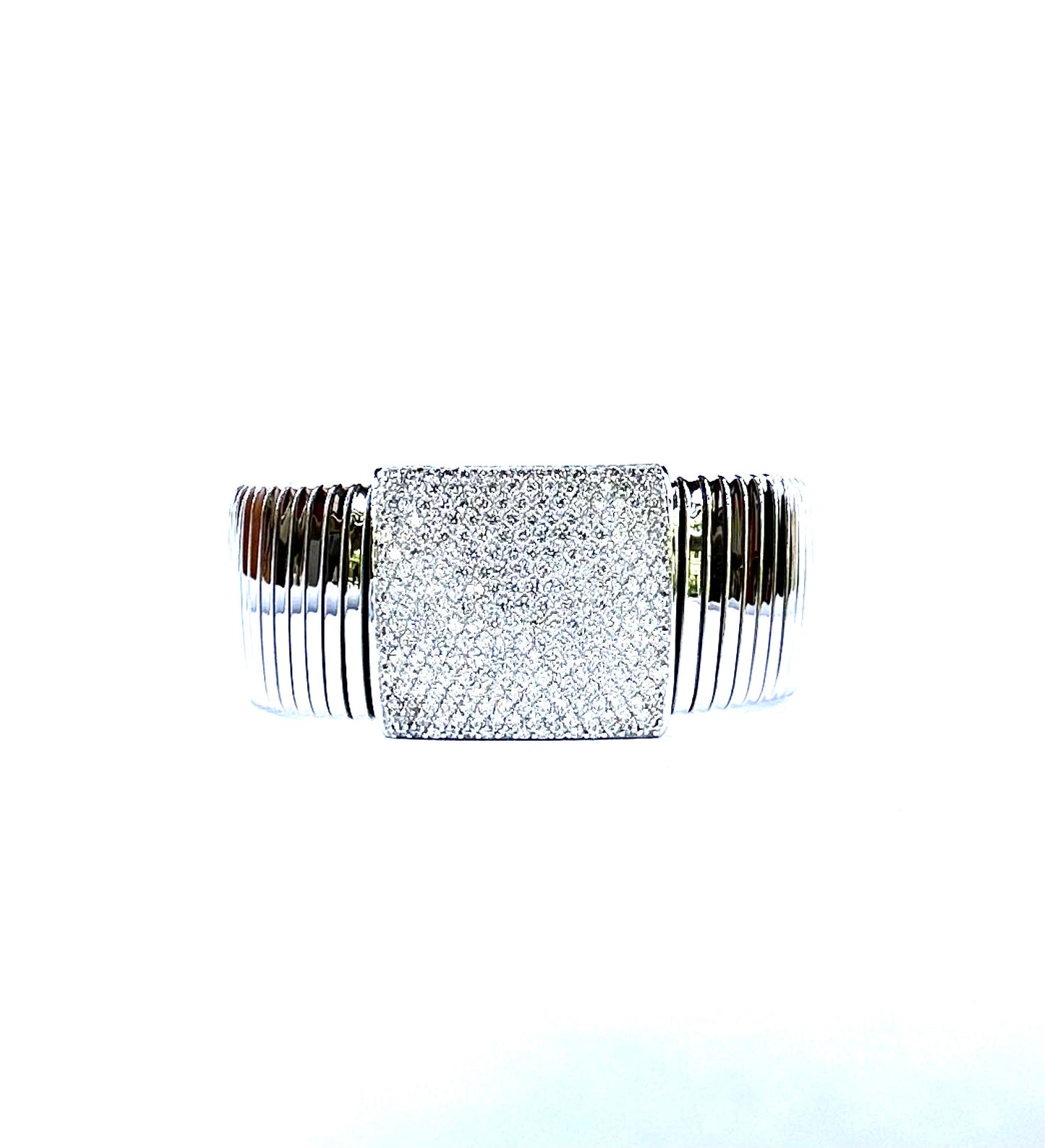 268-287 FRIEX | Medium White Gold Bangle with White Gold Diamond Square