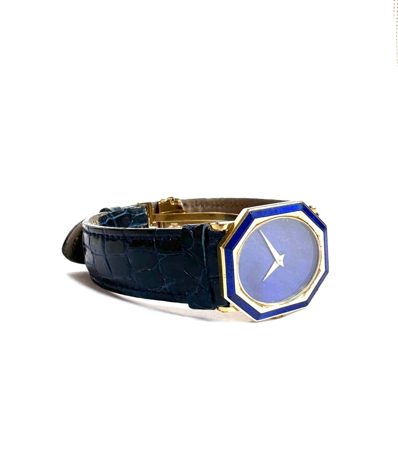 477-10 OEXE | 18K YG Piaget Lapiz watch, Blue Alligator Band