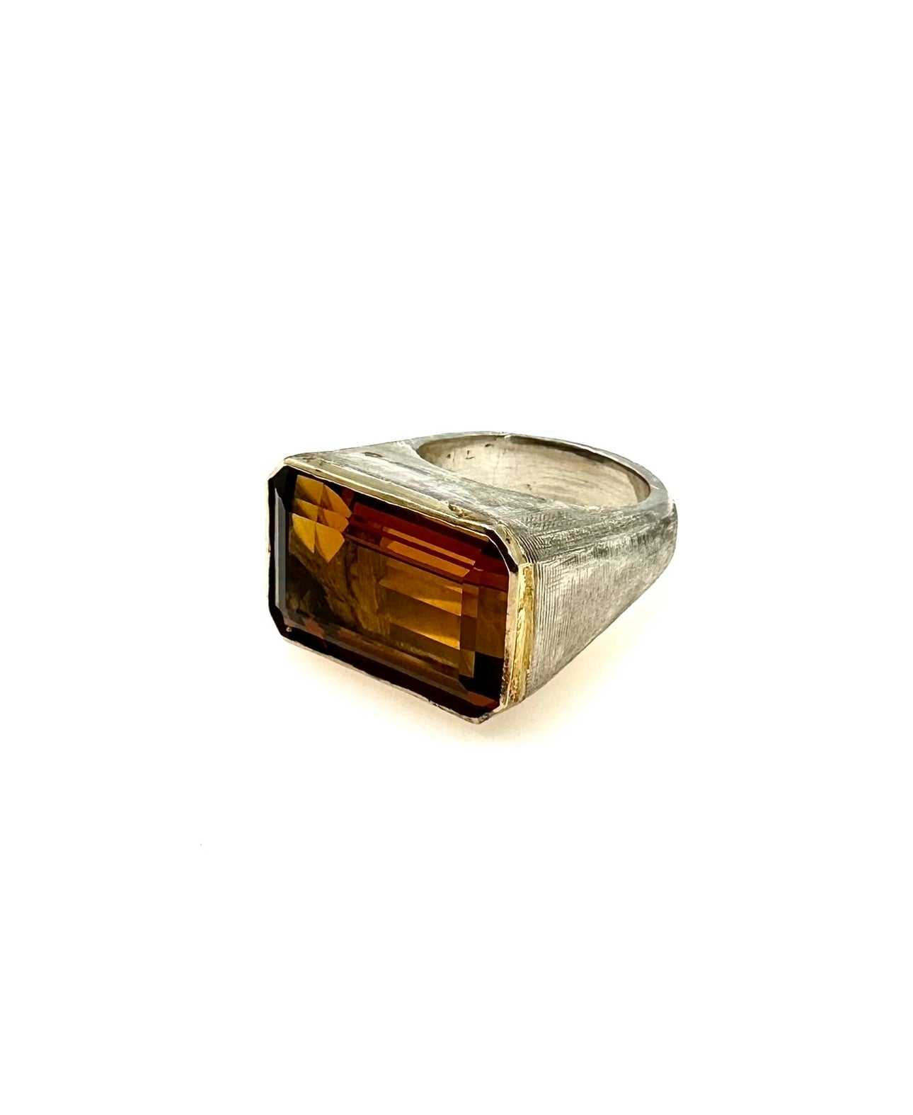 10-608 DEX | Sterling Silver/18K YG Emerald Cut Citrine Ring