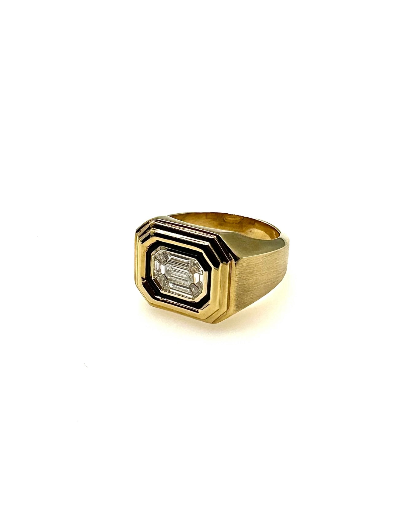 10-602 RIEX | 10KYG/18KYG Diamond & Black Agate Ring
