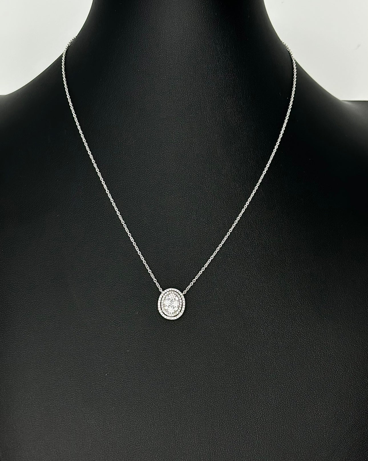 268-316 OEXE | Large Oval Shape White Gold Micro Pave Pendant