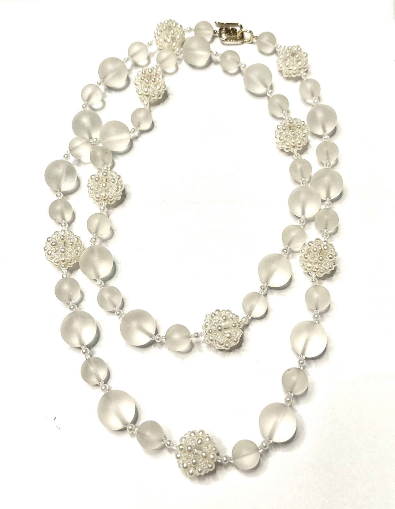243-12 MLEX | 18kwg Doubling Frosted Rock Crystal Pearl Necklace