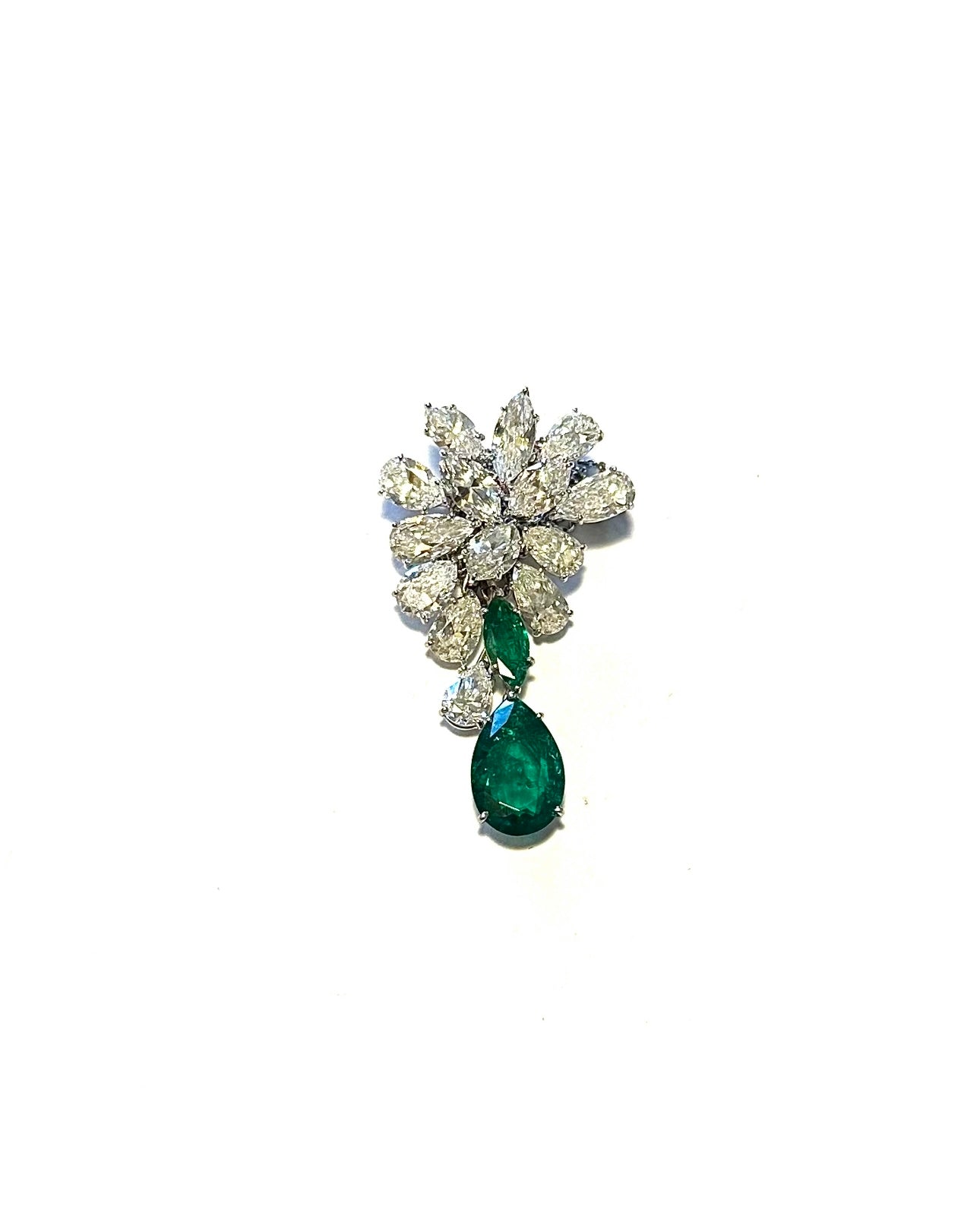 46-11 FREXEX | Vintage 1960's Harry Winston Diamond Cluster Emerald Drop Pendant