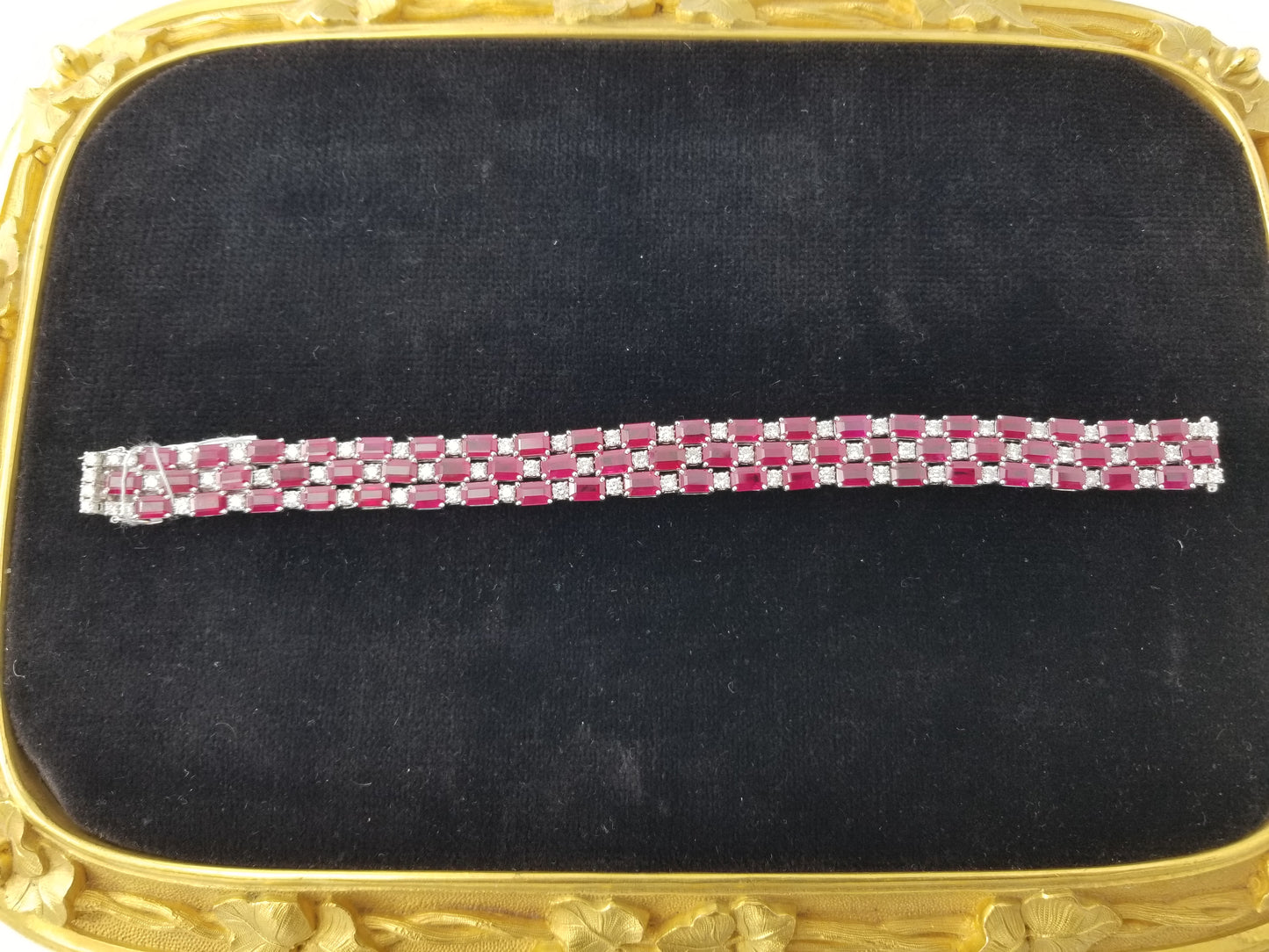 42-55 OAEXE | 18KWG Burma Heated Ruby (38.96cts) Bracelet w/Diamonds (6.09cts)