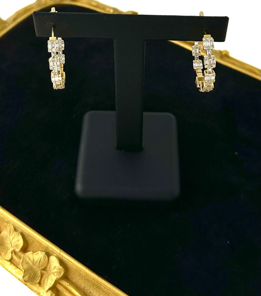 268-349 MREX | Yellow Gold Baguette Diamond Hoops