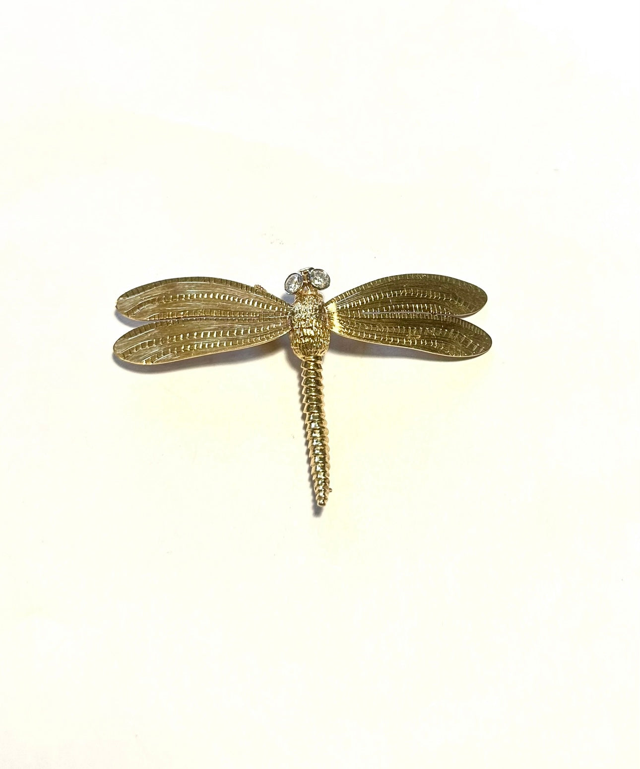 370-2 OIEX | 18KYG DragonFly Pin w/ 2 Diamonds