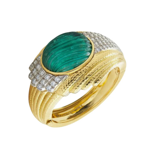 483-41 DIEXE | 18K David Webb carved Emerald 61.04ct Diamonds 4.80ct